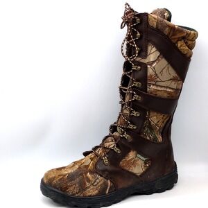 Trekker Boots Mens Brown 11 Aquashield Camo Work Shoe Hard Toe Knee High Snake